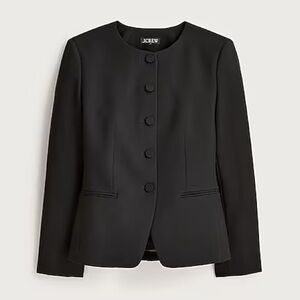 J. Crew Black Collarless Women's Blazer Cora lady jacket in four-season stretch